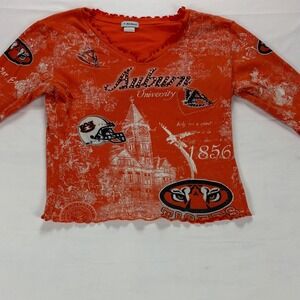 P. Michael Auburn University Tigers Graphic Long Sleeve Lettuce Trim Top Small